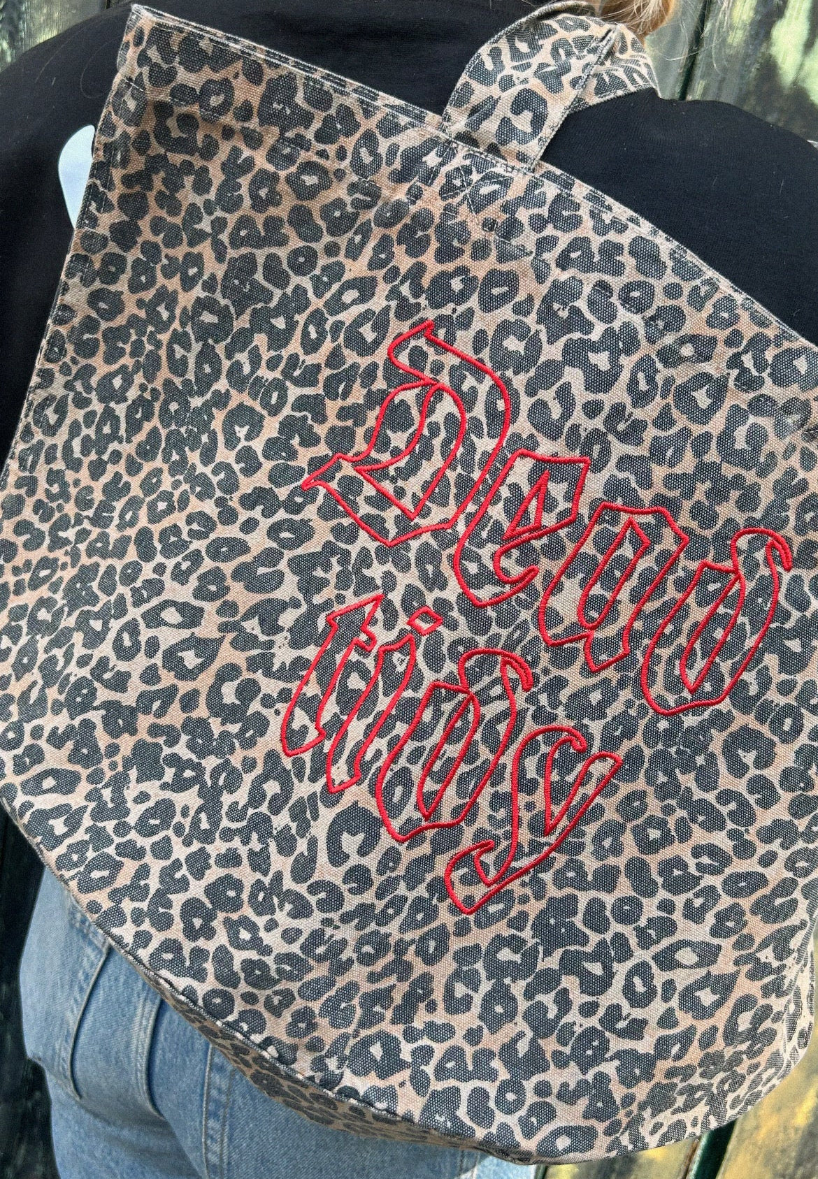 Leopard Embroidered Logo Bag