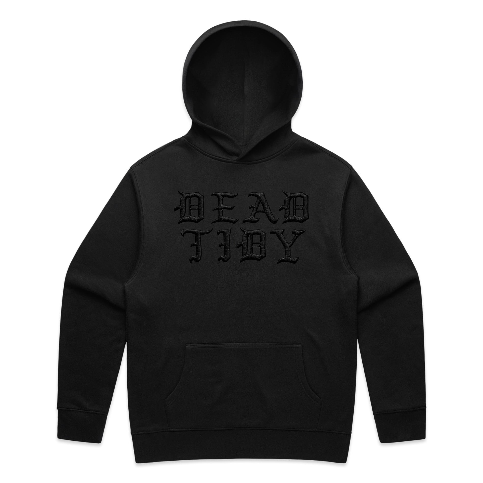 Heavy Logo Embroidered Hoodie Black