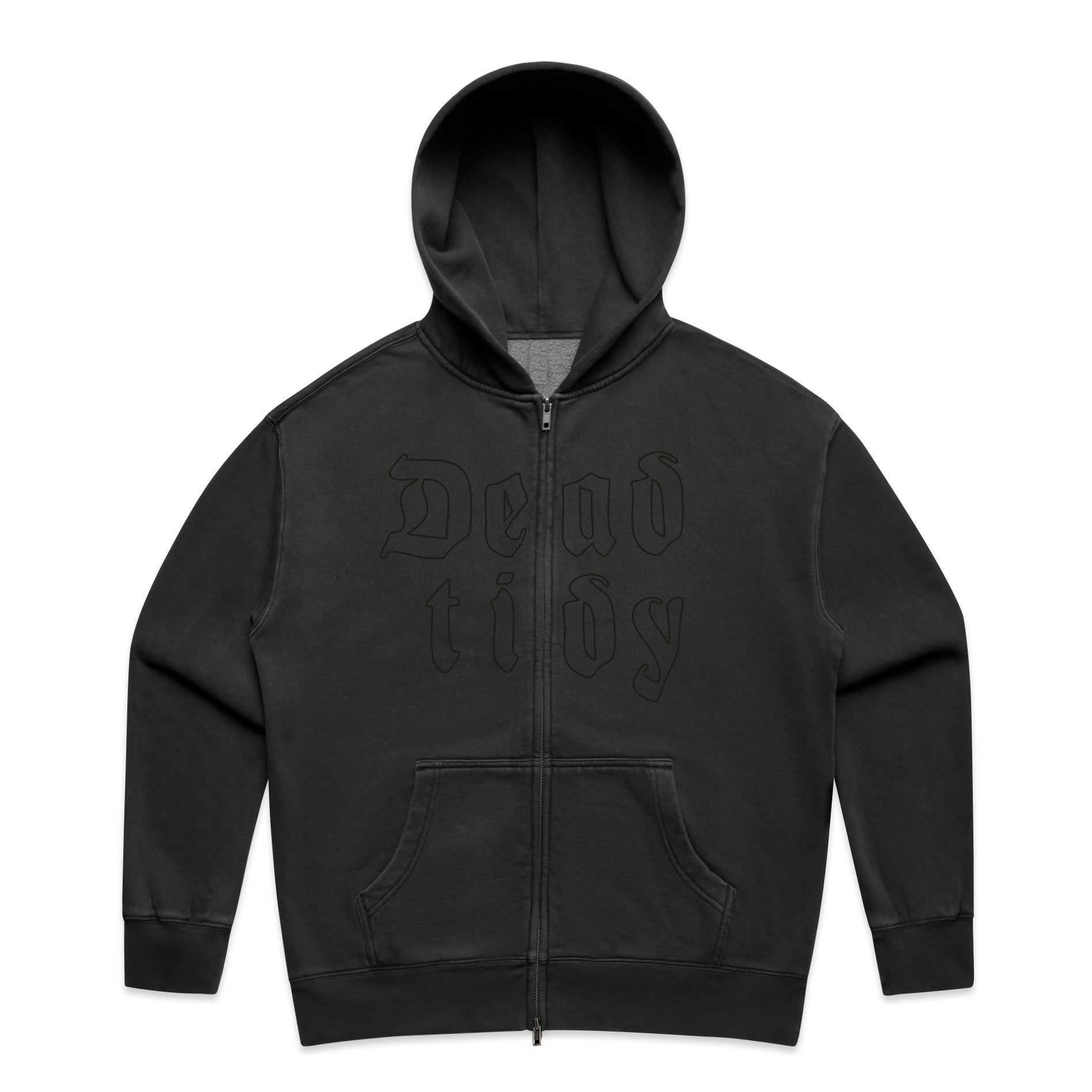 Faded Zip Embroidered Hoodie