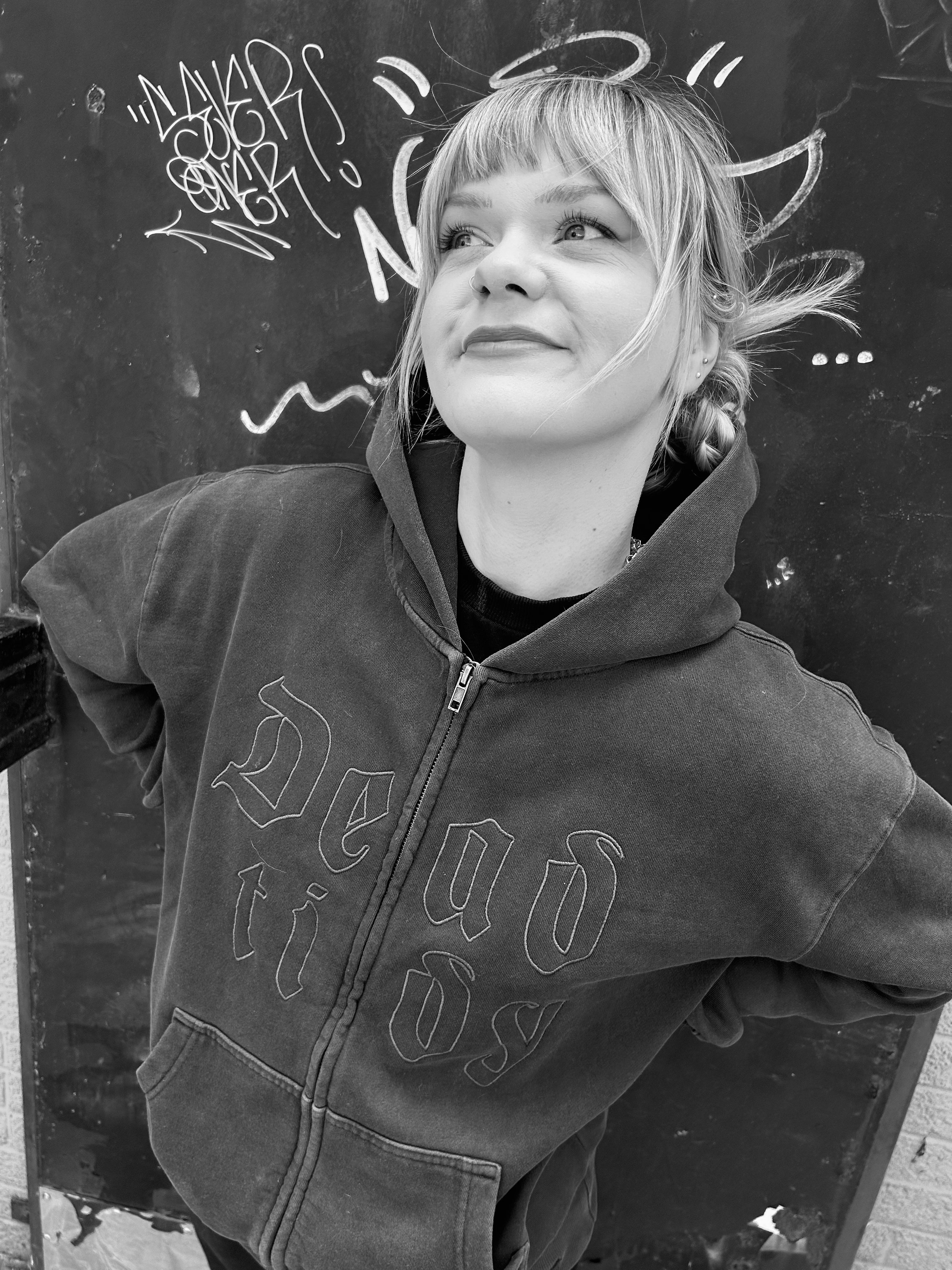 Faded Zip Embroidered Hoodie