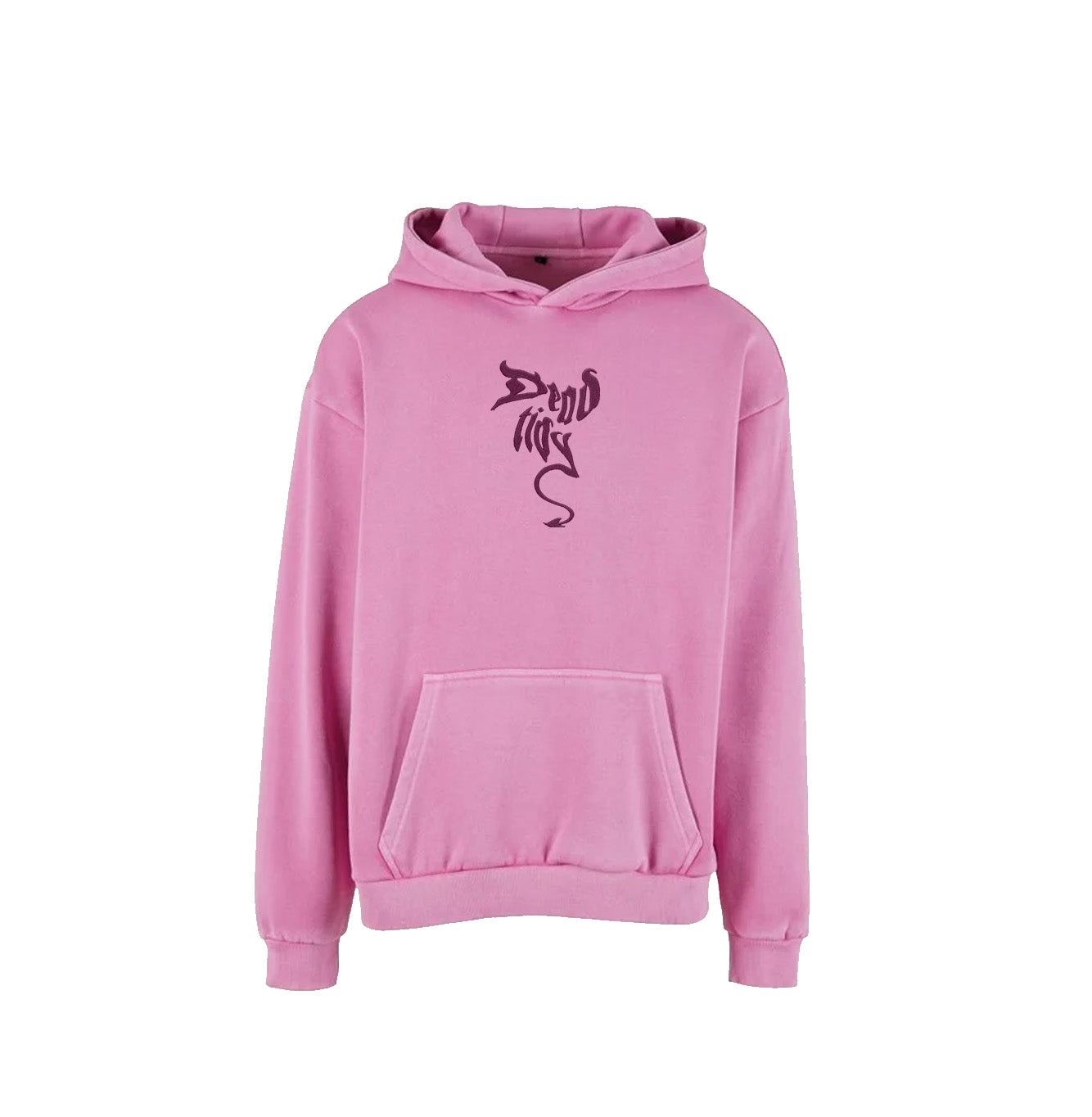 Devil Logo Embroidered Hoodie Pink